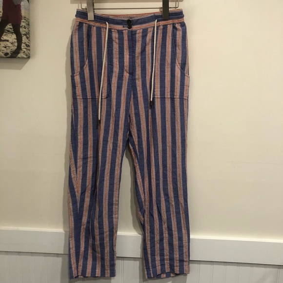 Anthropologie Elevenses Beach Striped Roll Up Pants XS - Picture 4 of 10